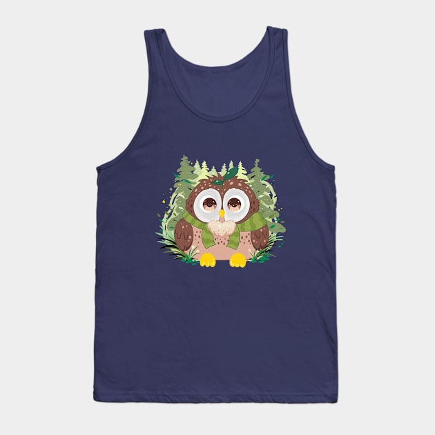 The little cute grapic brown owl with pattern- for Men or Women Kids Boys Girls love owl Tank Top by littlepiya